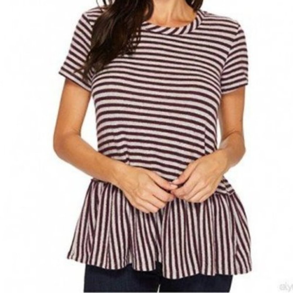 NEW B Collection by Bobeau L Peplum Knit Short sleeve Knit Top T-shirt Pullover